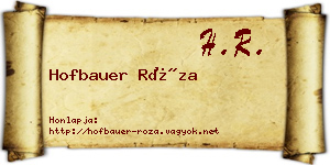 Hofbauer Róza névjegykártya