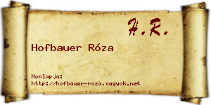 Hofbauer Róza névjegykártya